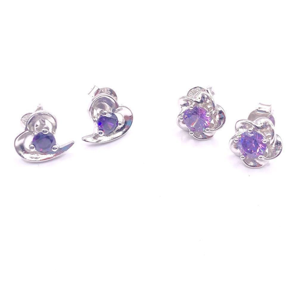 2 pairs sterling silver post stud earrings